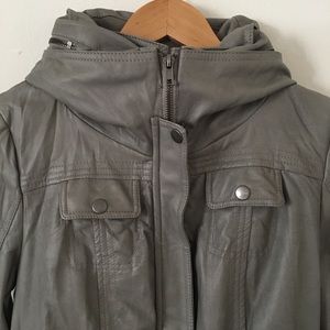 F21 Hooded Faux Leather Jacket
